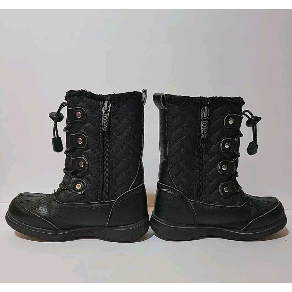 Totes Girl's QUILTY Waterproof Snow Boots‎ Cold Weather Boot Black Size 12M US
